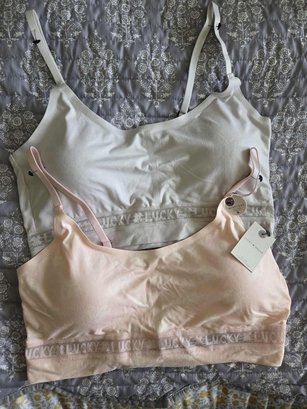 Lucky Brand Brand Women's Seamless Scoop Neck Bralette - Pink & White
